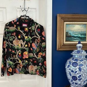 Women’s B The Collection Chinoiserie Print Double Breasted Jacket Size Medium